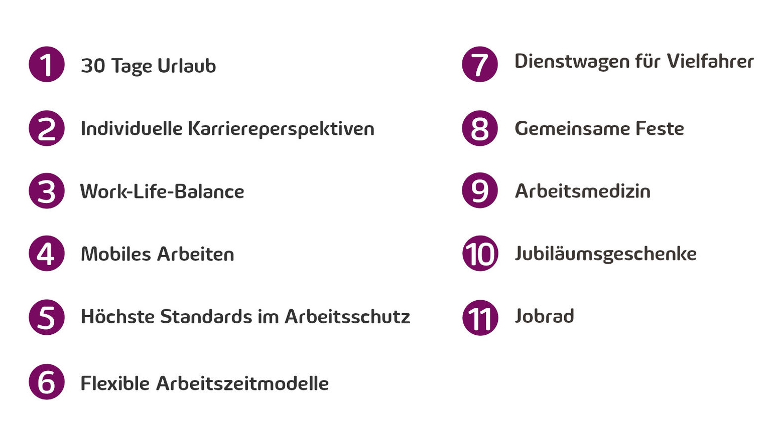 Benefits bei der ESK: 30 Tage Urlaub / Individuelle Karriereperspektiven  / Work-Life-Balance / Mobiles Arbeiten / Höchste Standards im Arbeitsschutz  / Flexible ArbeitszeitmodelleDienstwagen für Vielfahrer / Gemeinsame Feste  / Arbeitsmedizin / Jubiläumsgeschenke  / Jobrad